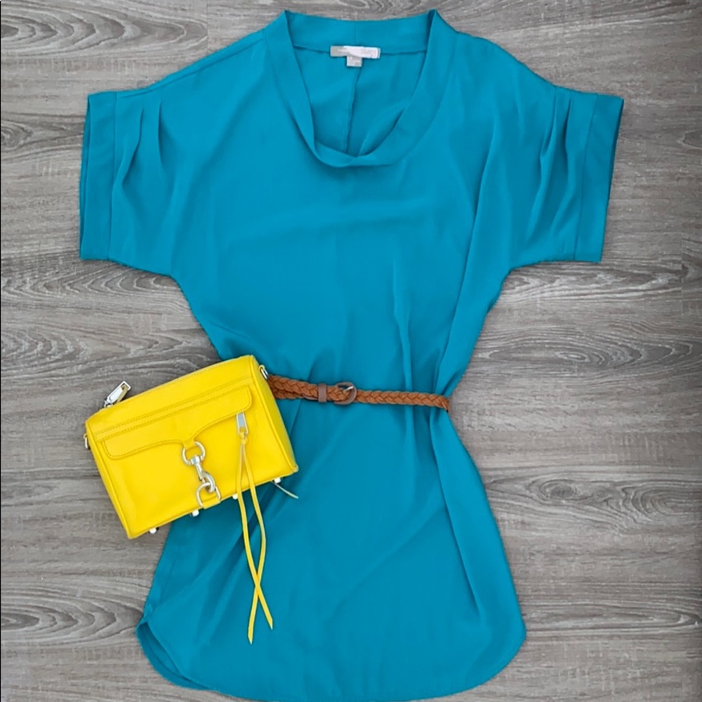 ❤️ Teal Silk Tunic Shirt Dress